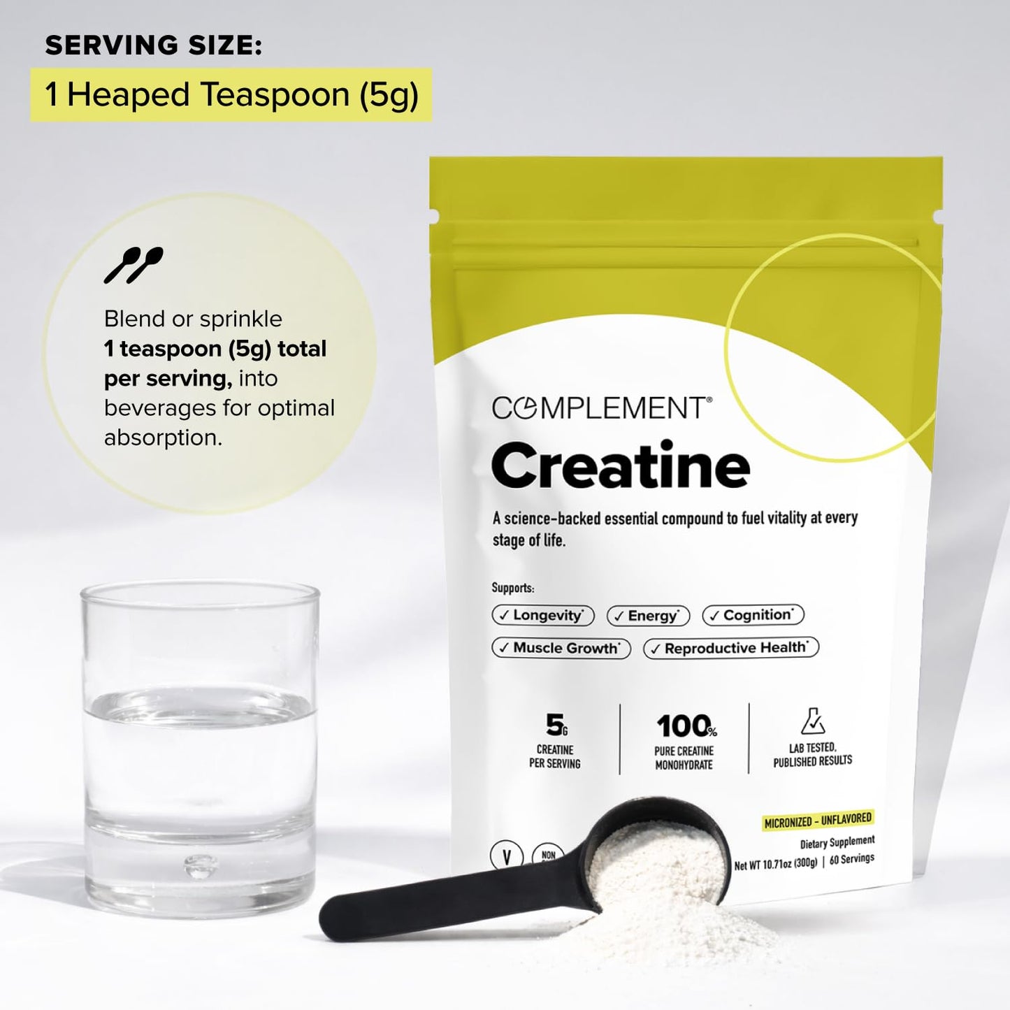 Complement Creatine Monohydrate Micronized Powder 10.6 Ounce