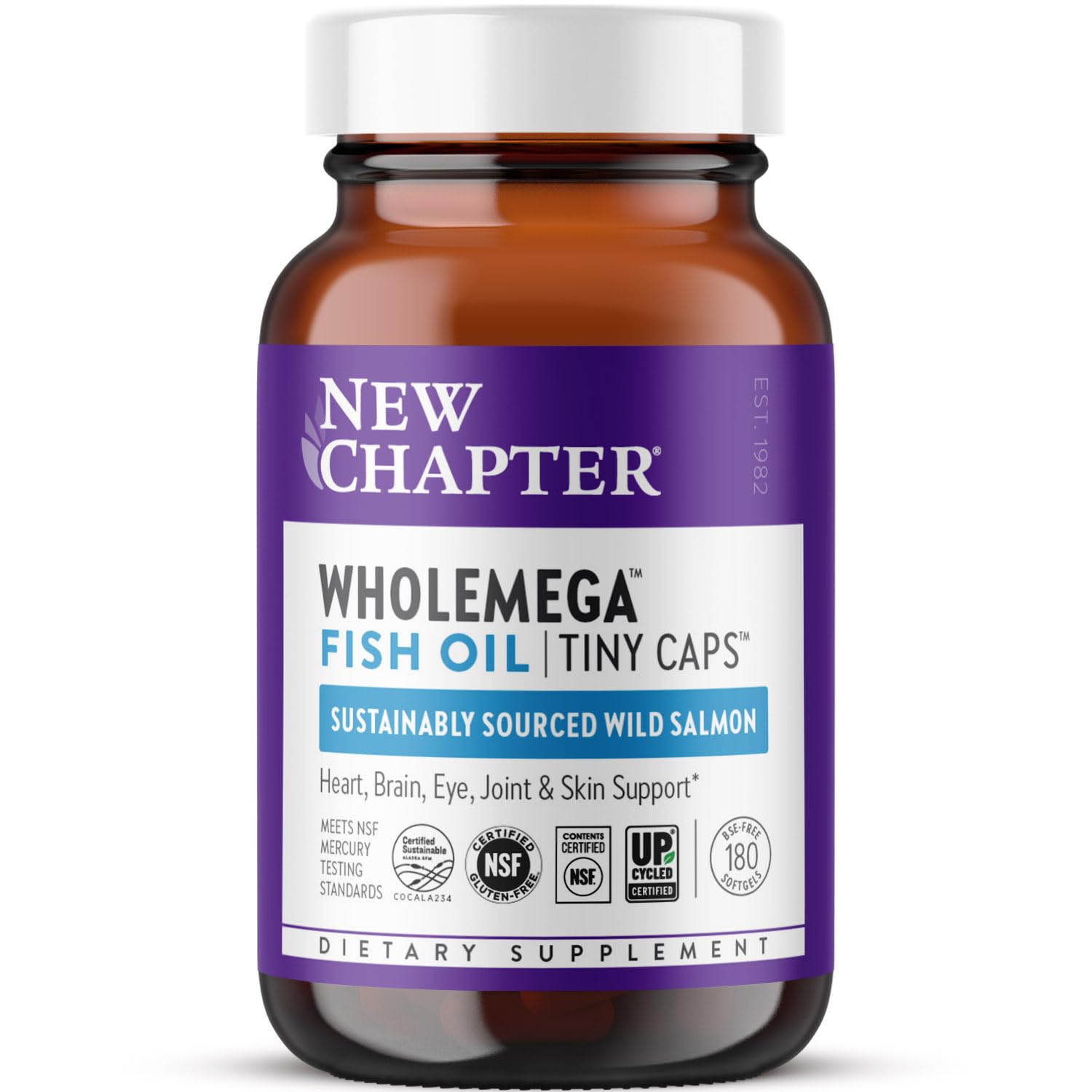 New Chapter Wholemega Fish Oil Supplement Softgels, 180 Count