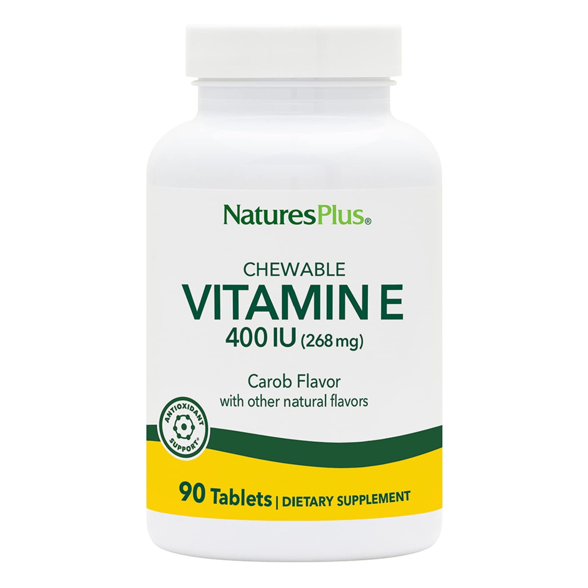 NaturesPlus Vitamin E 400 IU Natural Carob Flavor Tablet 90 Count