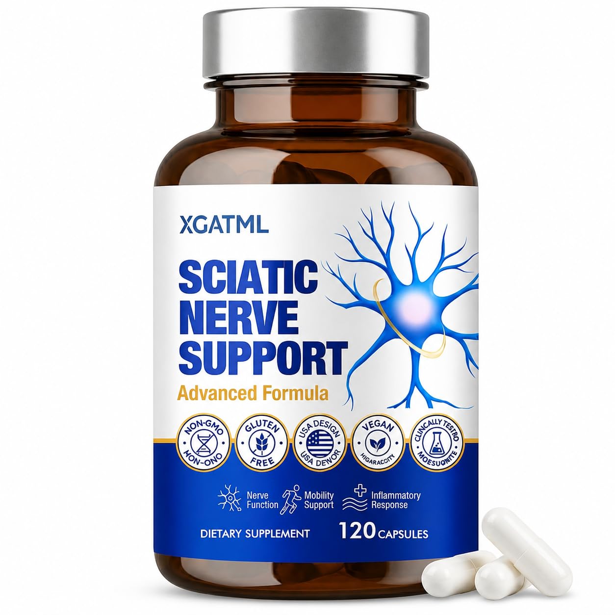 ORITICA Sciatica Pain Relief & Nerve Pain Relief Supplement Softgel 120 Count