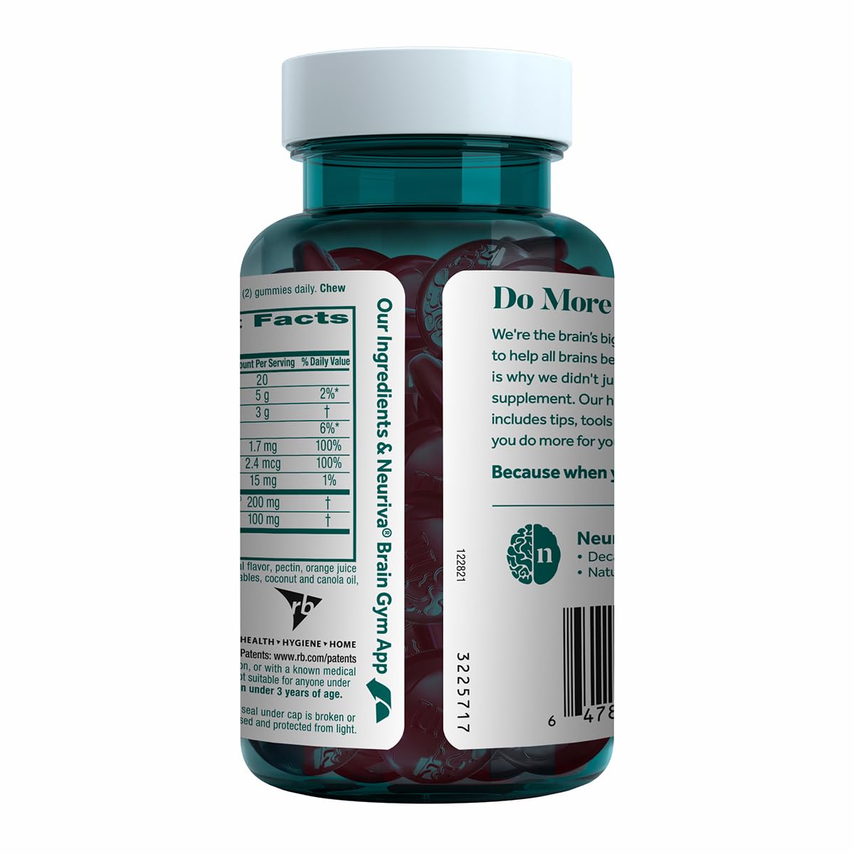 NEURIVA Plus Decaff Nootropic Brain Supplement Gummies 150 Count