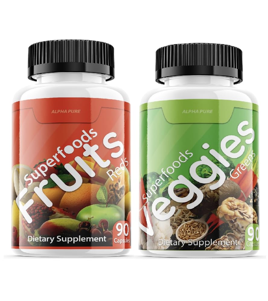 Alpha Pure Superfoods Greens & Veggies, Fruits and Reds Capsules 540 Capsules