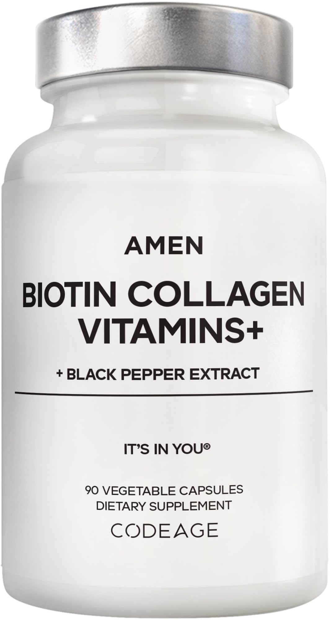 Amen Biotin Collagen Vitamins+ 10,000 mcg Biotin Capsules, 90 Count