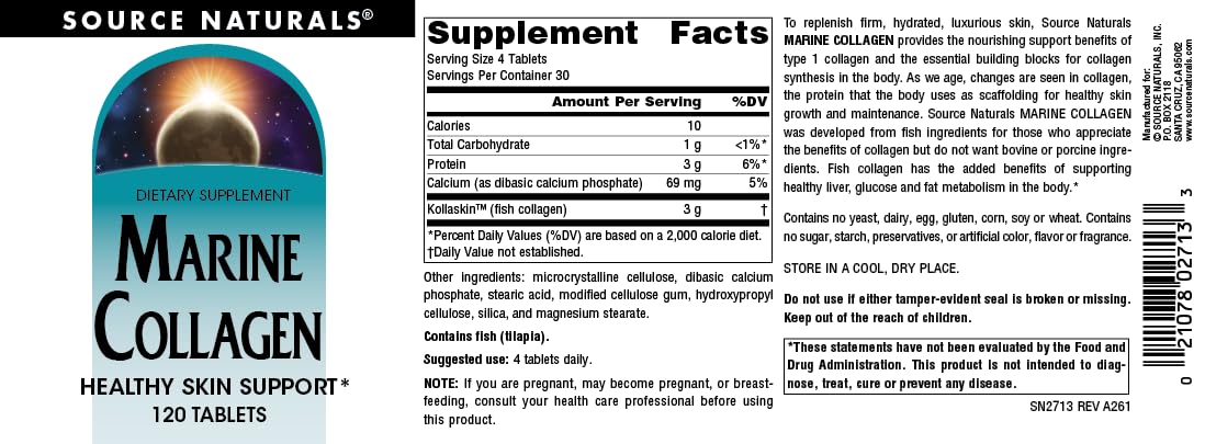 Source Naturals Marine Collagen Healthy Skin Support 120 Tablets