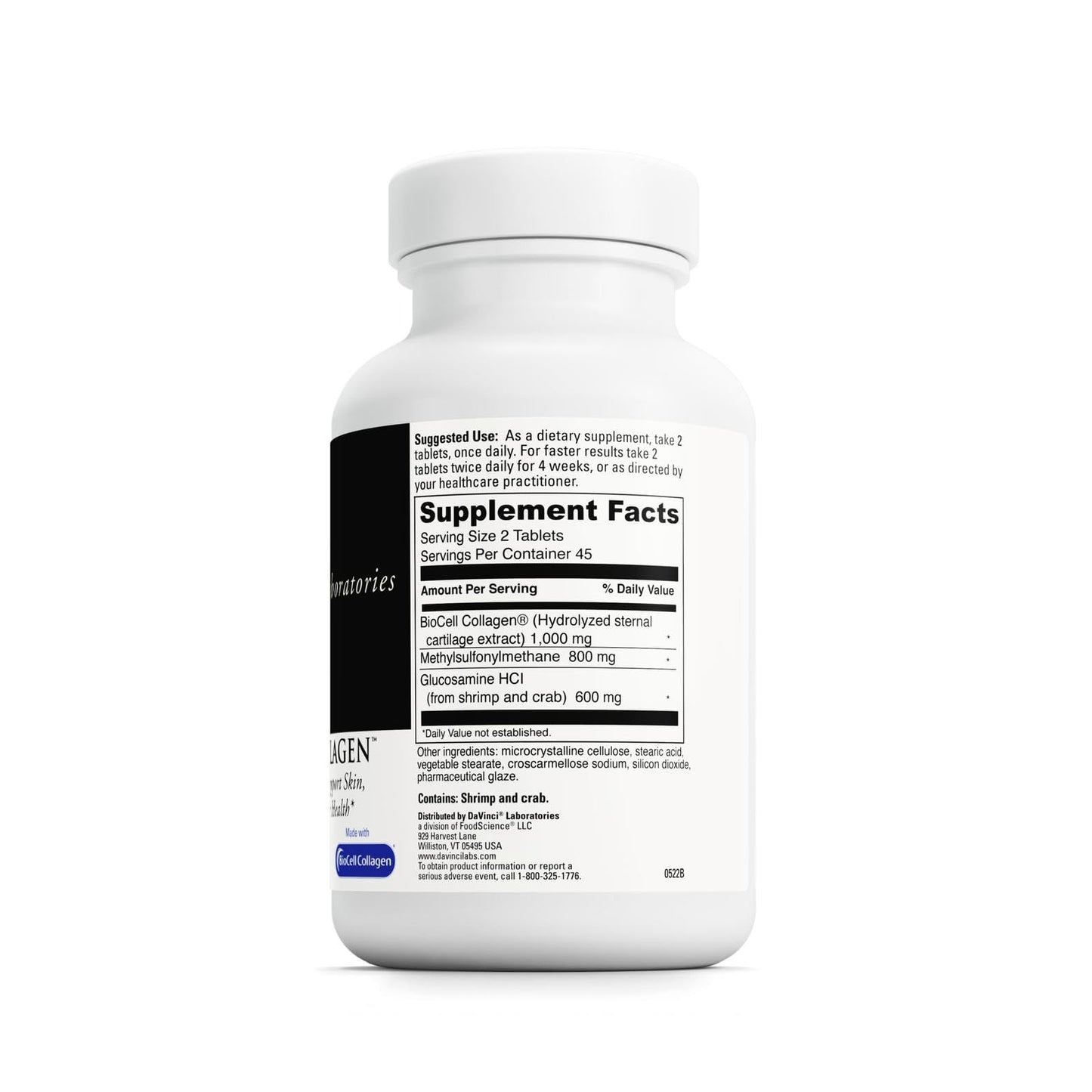DAVINCI Natures Collagen BioCell Collagen Supplement with MSM & Glucosamine Tablet 90 Tablets