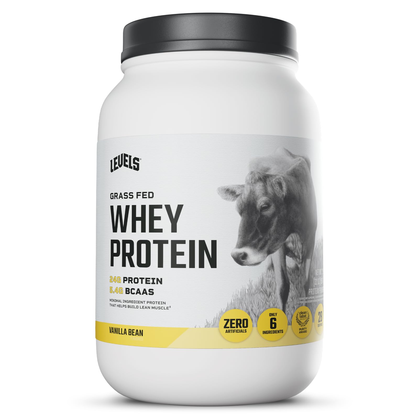 Levels Nutrition Grass Fed Whey Protein Powder Vanilla Bean, 32 Servings, 2 lb