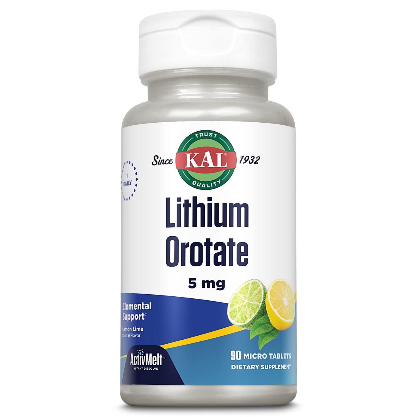 KAL Lithium Orotate ActivMelt 5mg Tablets 90 Count