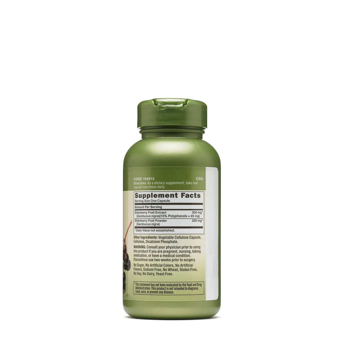 GNC Herbal Plus Elderberry Fruit 550mg Capsules, 100 Count