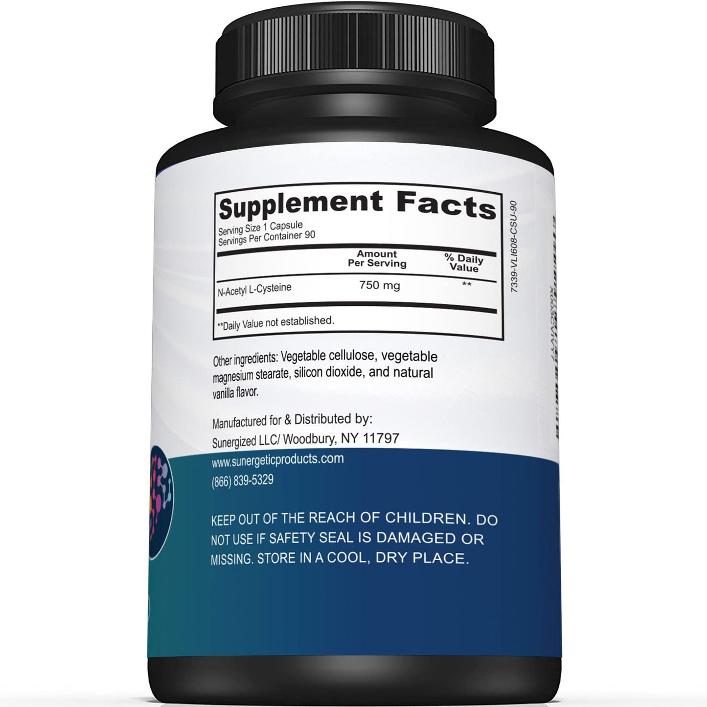 Sunergetic NAC Supplement N-Acetyl Cysteine 750mg Capsules, 90 Count