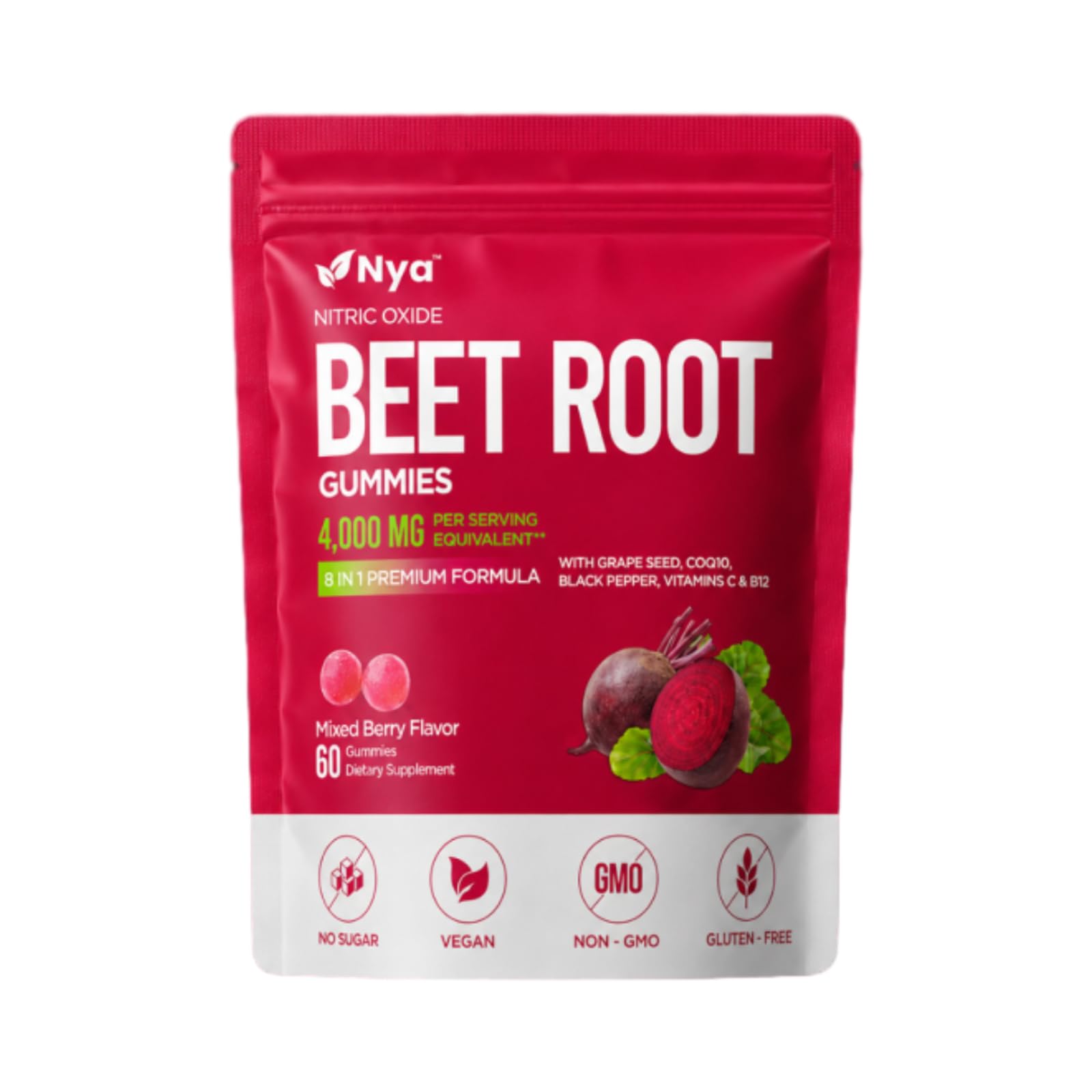 Pricyru NYA Organic Beetroot Gummies, 90 Count