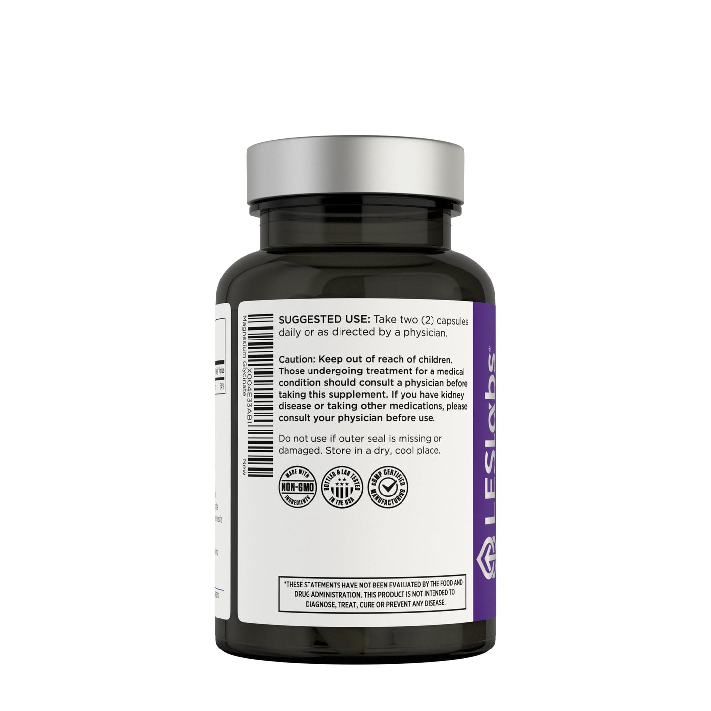 LES Labs Magnesium Glycinate Supplement, 120 Capsules