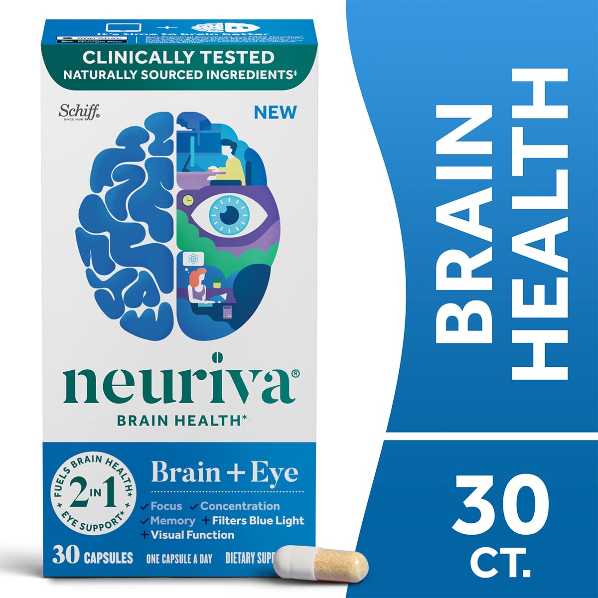 NEURIVA Brain + Eye Supplement, 90 Capsules