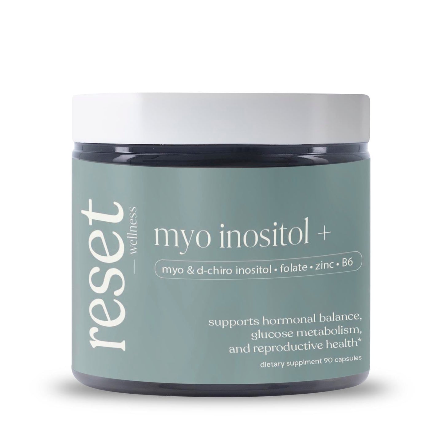 Reset Wellness MYOINOSITOL+ 40:1 Myo & D-Chiro Inositol, Vitamin B6 & Zinc Supports Hormonal Balance, 90 Capsules