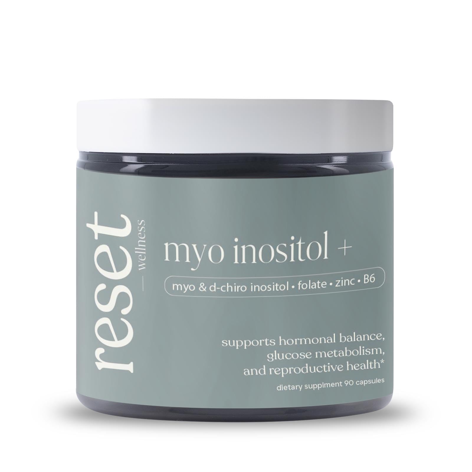Reset Wellness MYOINOSITOL+ 40:1 Myo & D-Chiro Inositol, Vitamin B6 & Zinc Supports Hormonal Balance, 90 Capsules