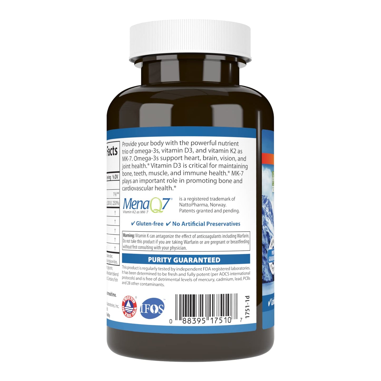 Carlson Elite Omega-3 Plus D & K Softgels, 60 Count