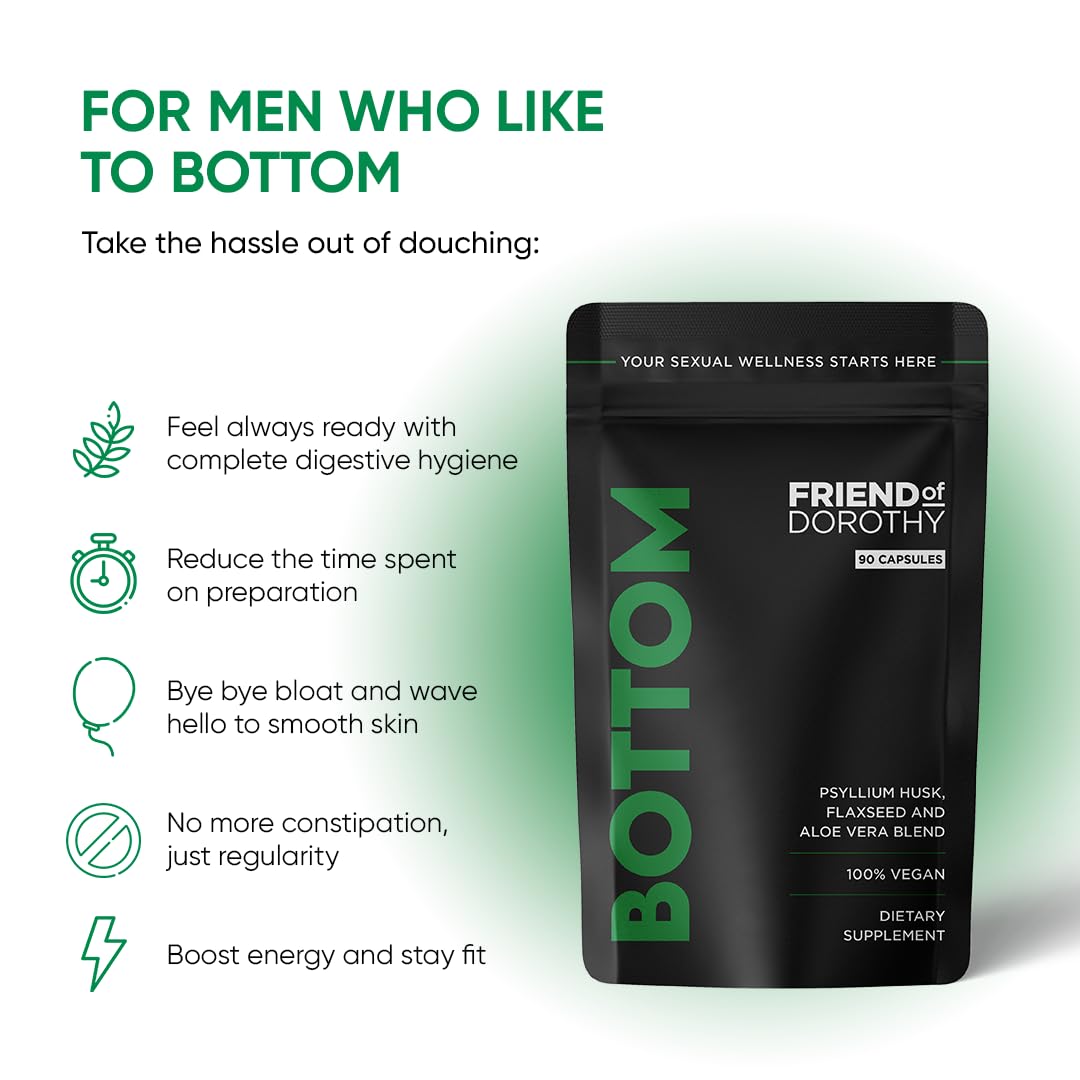 Friend of Dorothy Digestive Fiber Support Capsules for Men, Psyllium Husk & Aloe Vera, 90 Capsules