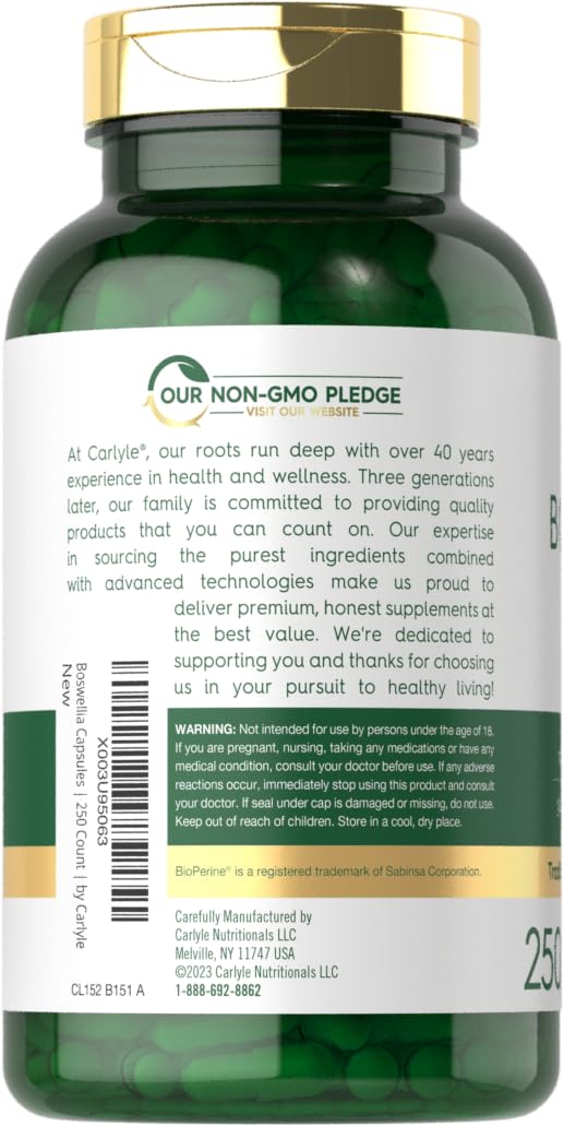 Carlyle Boswellia Extract Capsules 250 Count