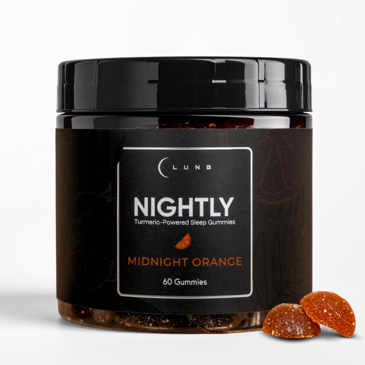 Lune Nightly Extended Release Sleep Gummies - 2mg Melatonin with 5-HTP, Valerian Root & Turmeric - All Night Sleep Support, Blood Orange Flavor, 100% Vegan, 1 Count