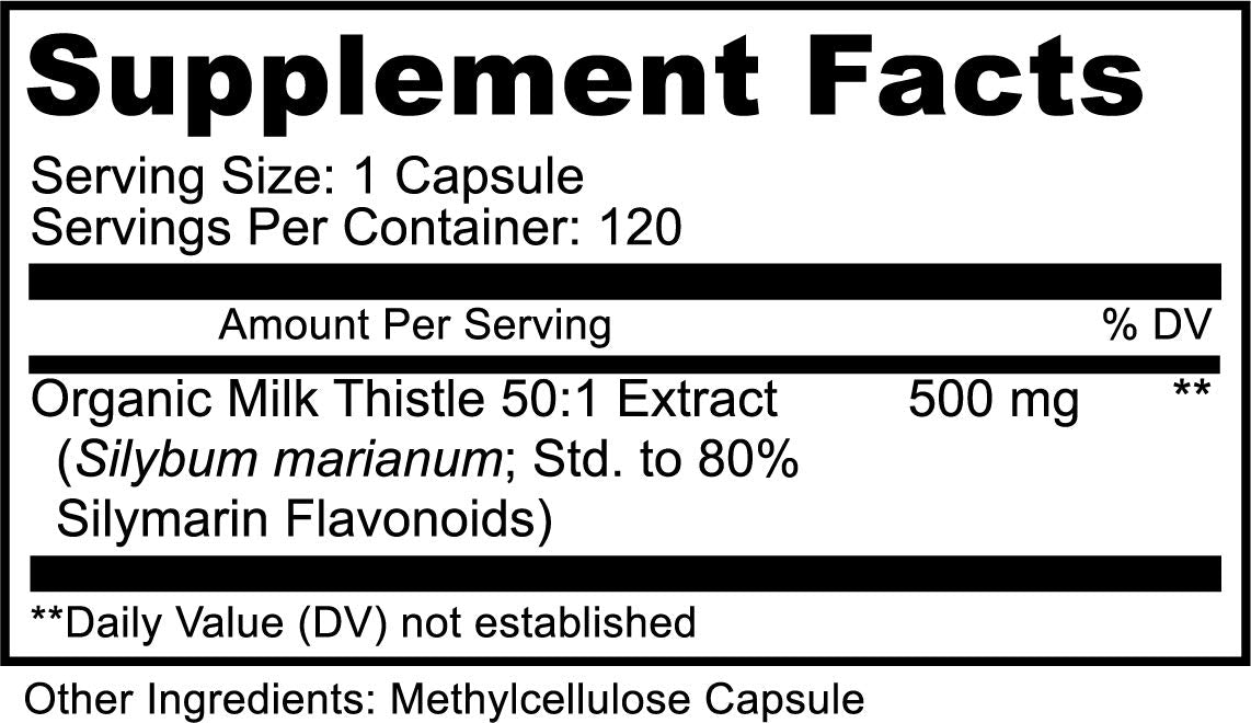 PURELY beneficial Milk Thistle Capsules (50:1 Milk Thistle Extract) Liver Cleanse & Antioxidant Support, 120 Veg Capsules