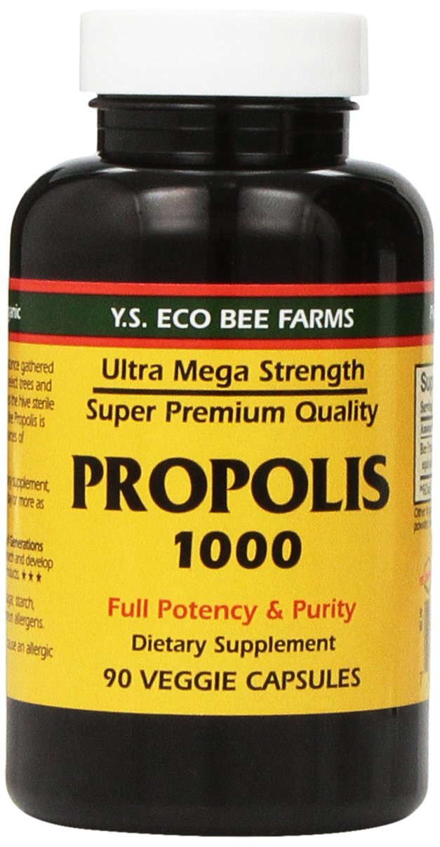 YS Organic Propolis Raw Unprocessed 1000mg Capsules 180 Count
