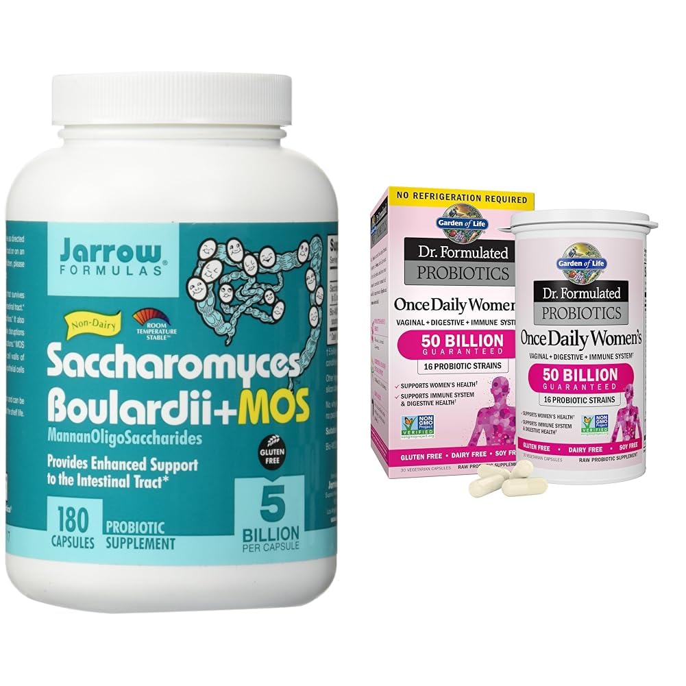 Jarrow Formulas Probiotics Bundle with Saccharomyces Boulardii 5 Billion CFU and Dr Formulated Probiotics for Women 50 Billion CFU, Capsules, 210