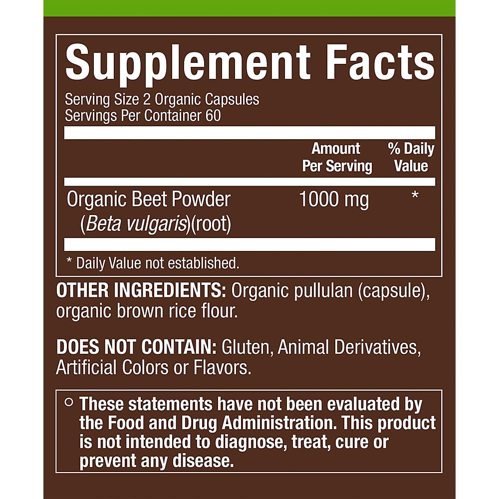 plnt Organic Beet Root for Circulation & Blood Pressure Support 1000 mg Vegetarian Capsules, 120 Count