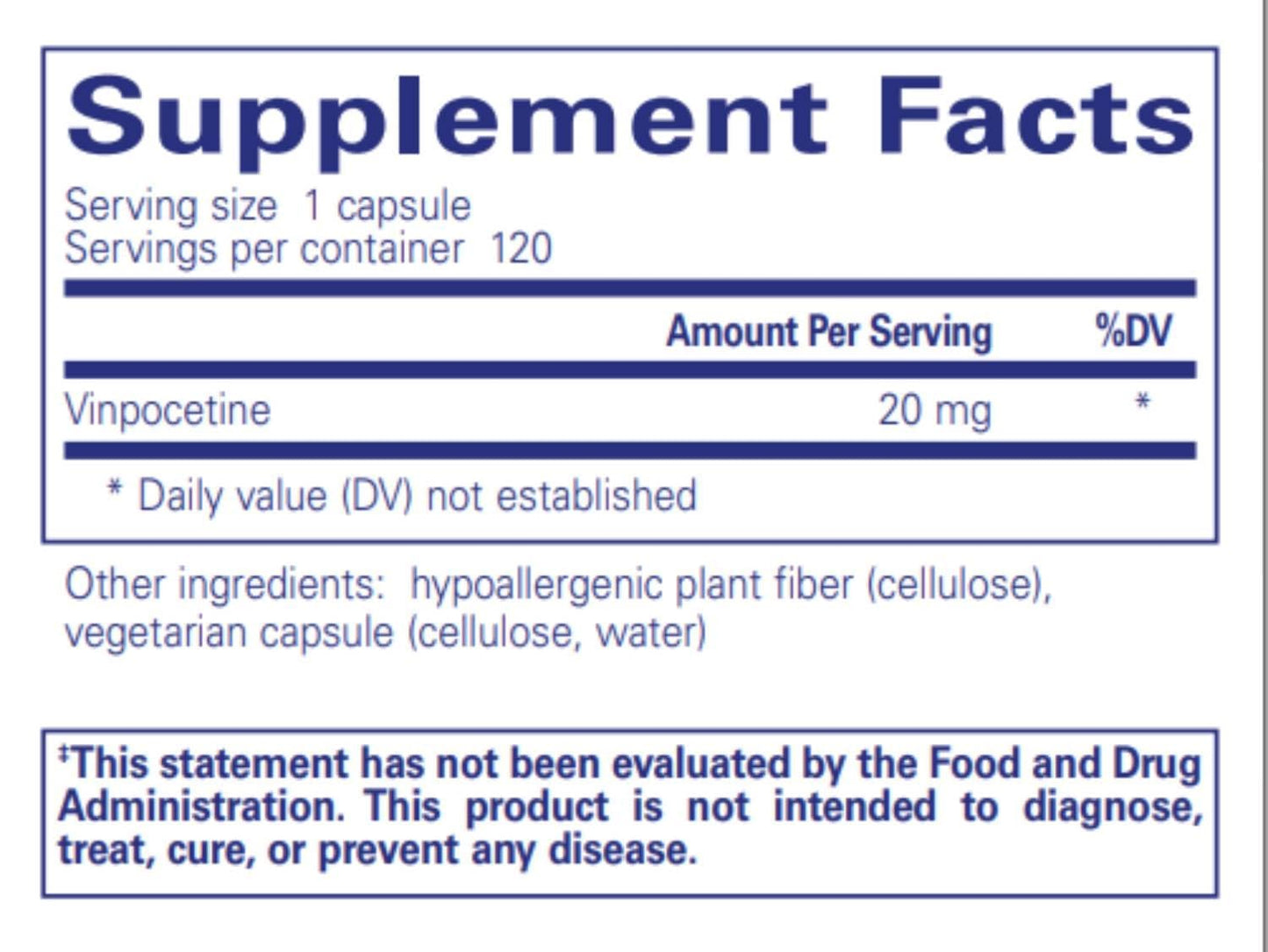Pure Encapsulations Vinpocetine 20 mg Capsules, 120 Count