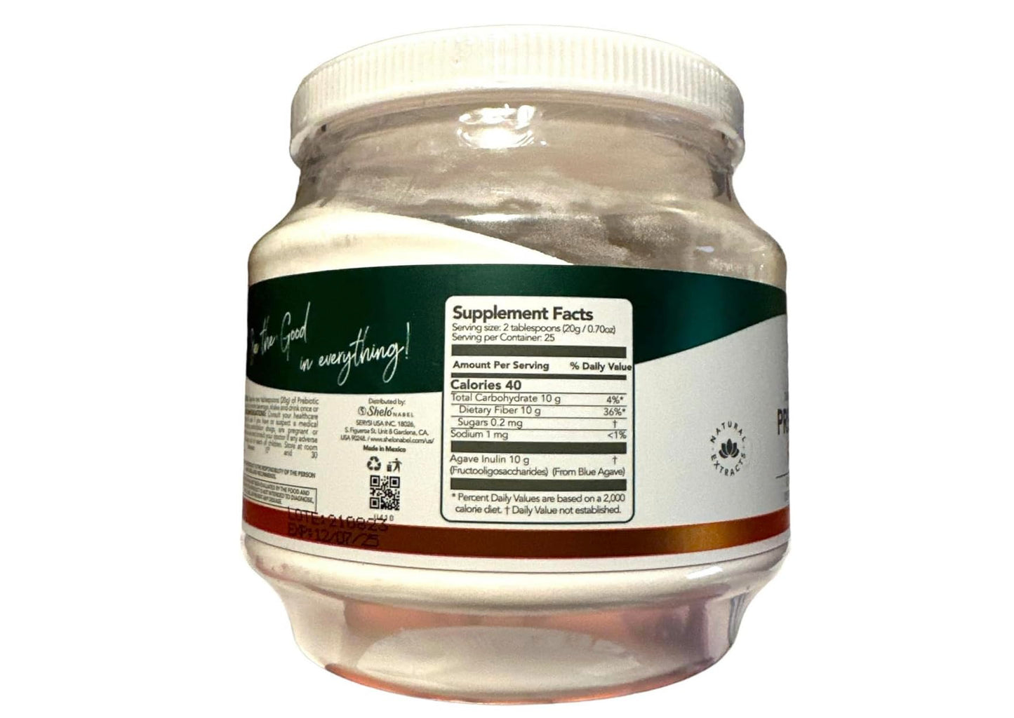 Generic Shelo Nabel Prebiotic Fiber Blue Agave Inulin Powdered Premix Powder 17.63 oz