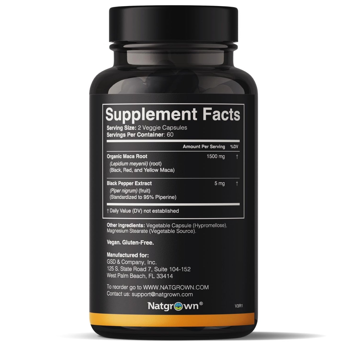 Natgrown Organic Maca Root Powder Capsules - 120 Count