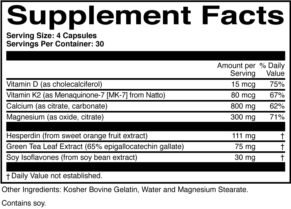 ScienceBased Health BoneProtect Advanced Bone Health Supplement with Calcium Citrate, Vitamin D3, K2 (MK-7), Magnesium and Antioxidants – Supports Bone Density, Heart and Colon Health, 120 Capsules
