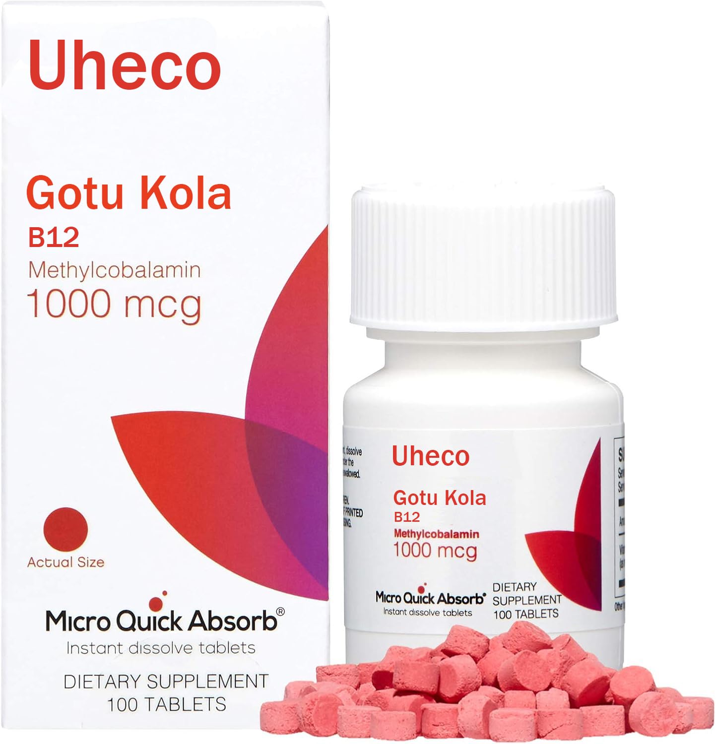 Uheco Sublingual Aloe Vera Gotu Kola Instant Dissolve Tablets, 100 Count