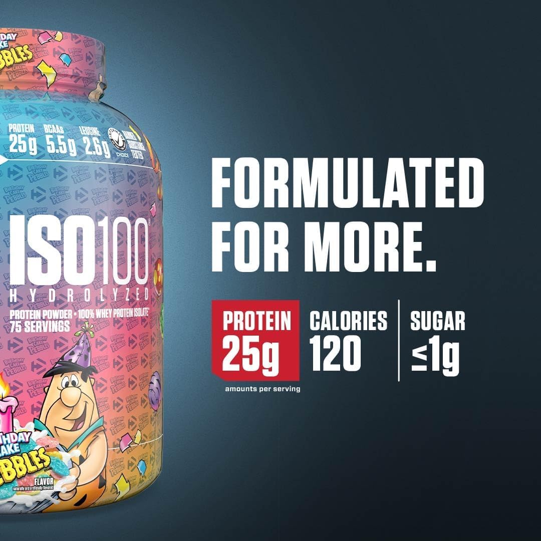 Dymatize ISO100 Whey Protein Isolate Powder, Birthday Cake, 80 Servings