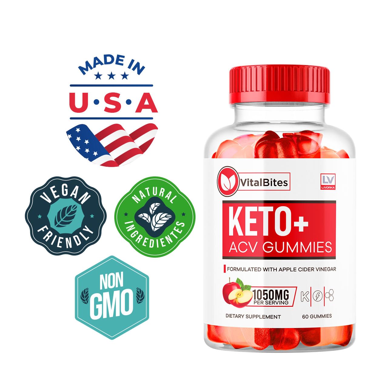 LIVORKA VitalBites Keto ACV Gummies, 180 Gummies
