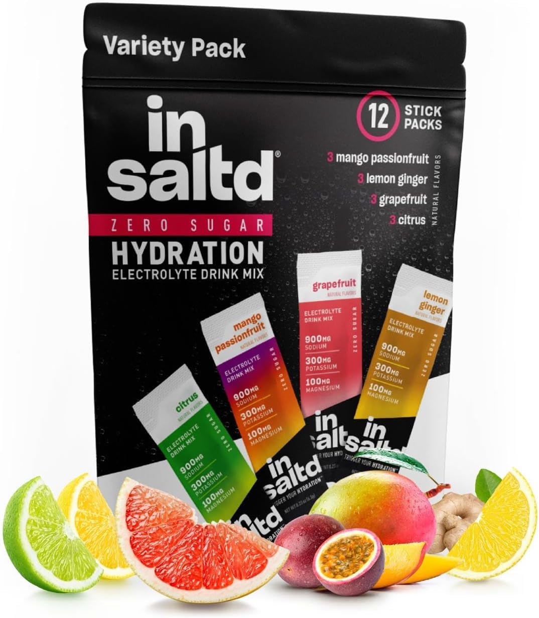 INSALTD Sugar-Free Electrolyte Powder Packets, 12 Packets, Glycine-Sweetened, No Stevia, High Potency