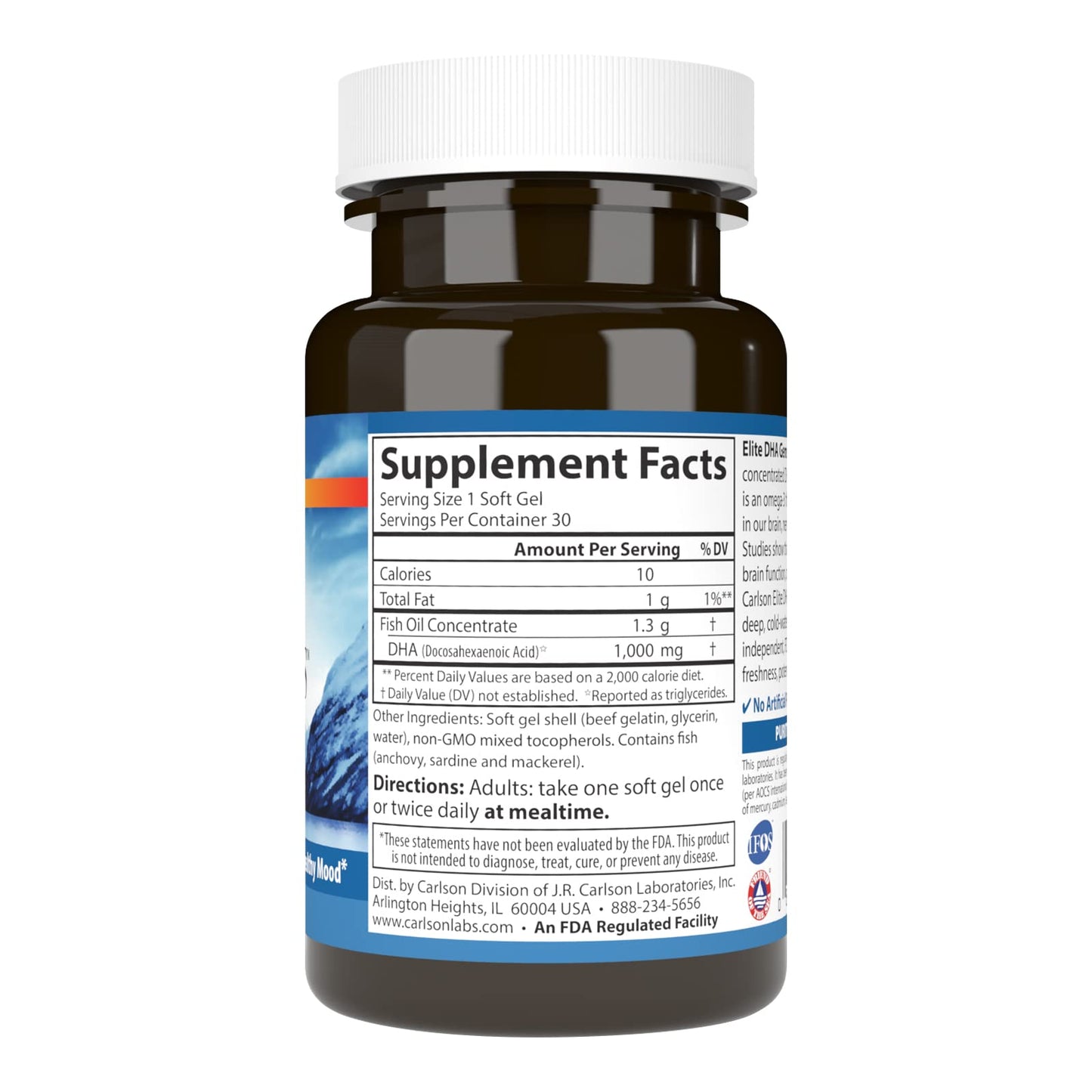 Carlson Elite DHA Gems 1000 mg DHA Softgels, 30