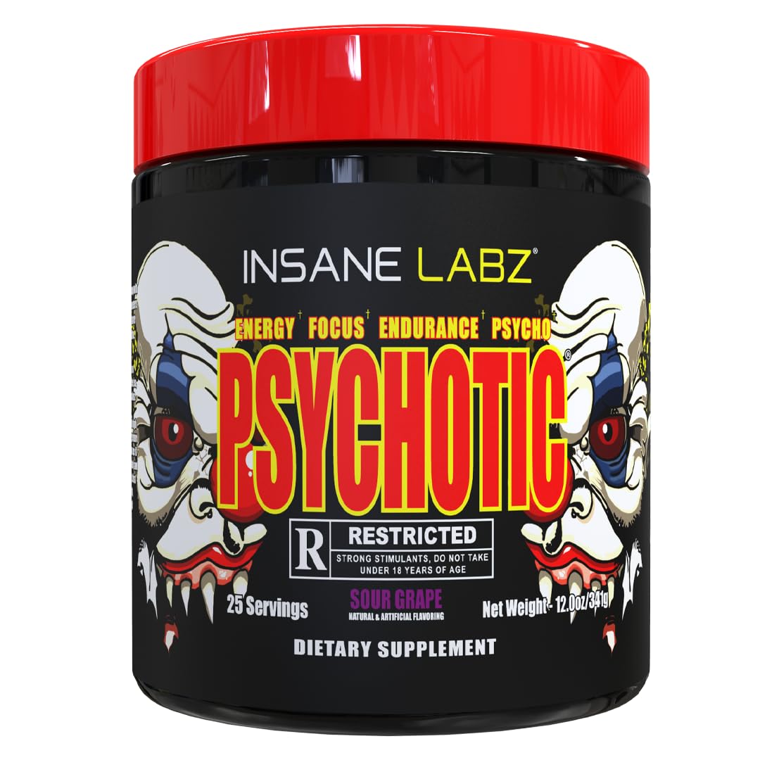 Insane Labz Psychotic Rated-R High Stimulant Pre Workout Powder, 12 Ounce