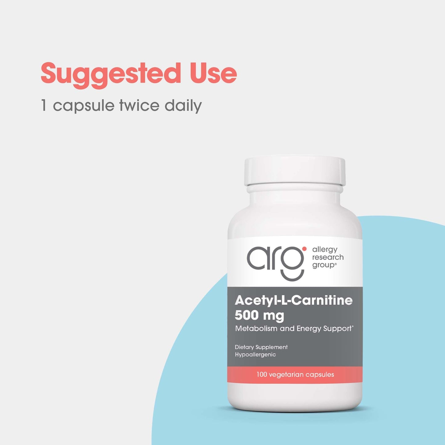 Allergy Research Group Acetyl L-Carnitine 500 mg Capsules, 100 Count