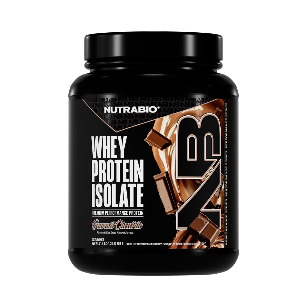NutraBio 100% Whey Protein Isolate Protein Powder Gourmet Chocolate, 20 Servings