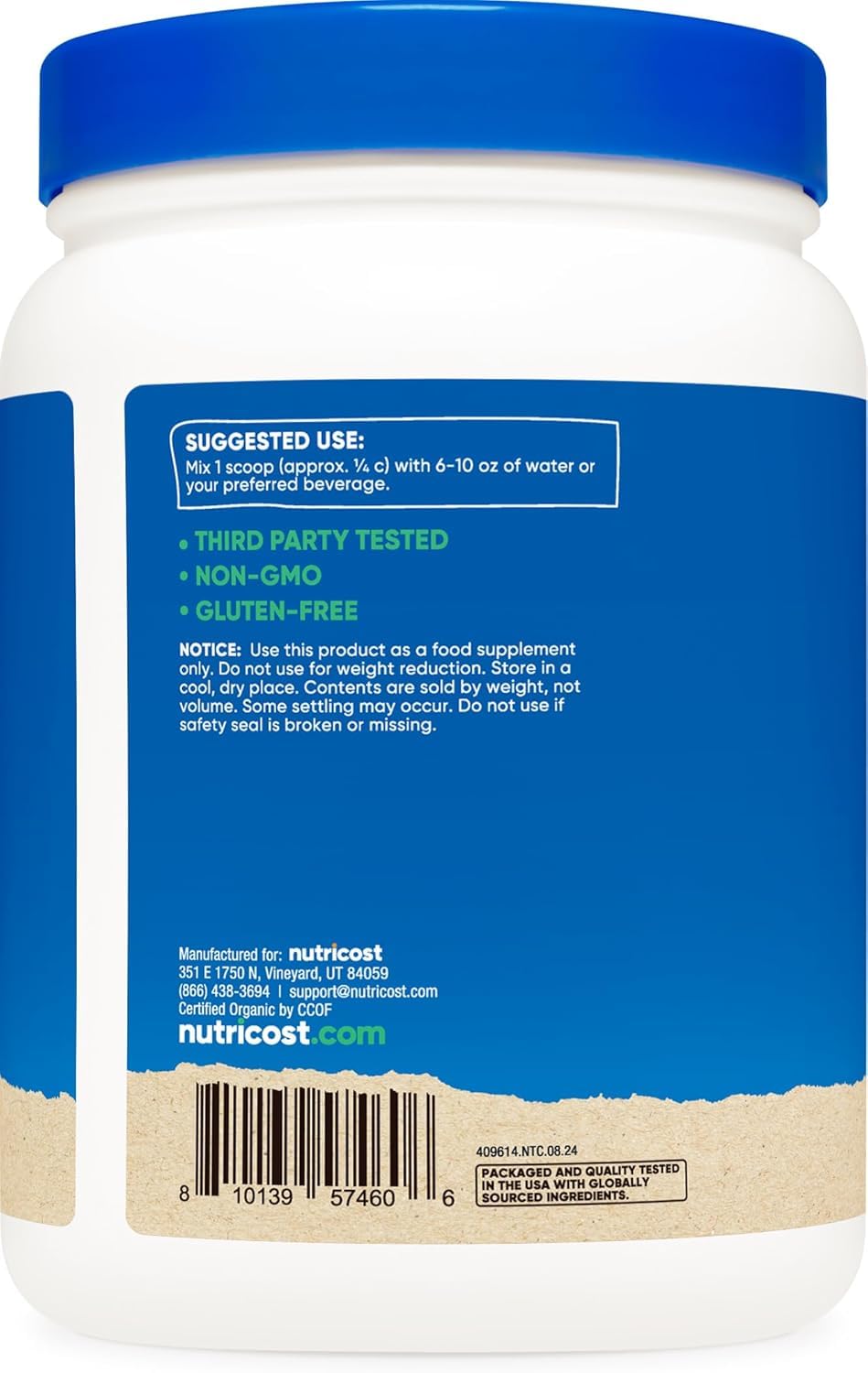 Nutricost Organic Pea Protein Powder, 1 lb