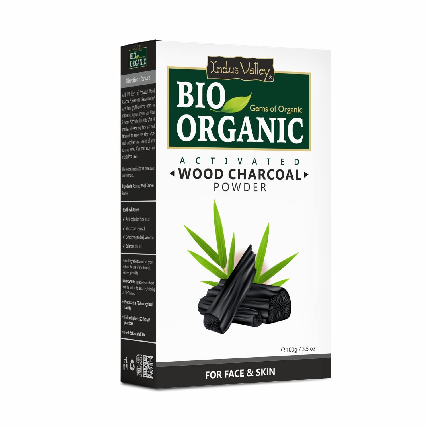 INDUS VALLEY Activated Charcoal Powder 100 g, 1 Pack