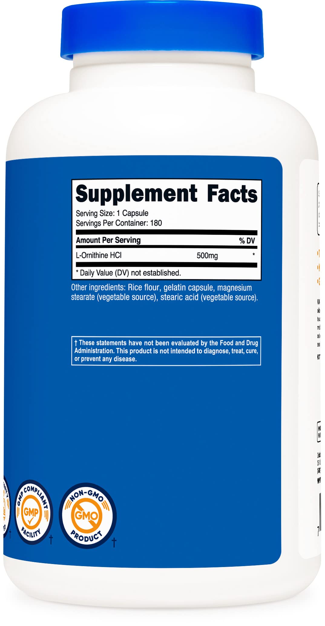 Nutricost L-Ornithine 500mg Capsule, 3 Bottles