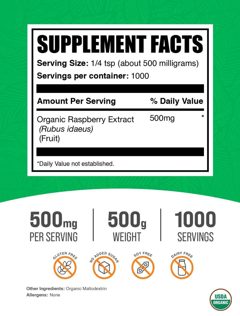 BulkSupplements Organic Raspberry Extract Powder 17.64 oz