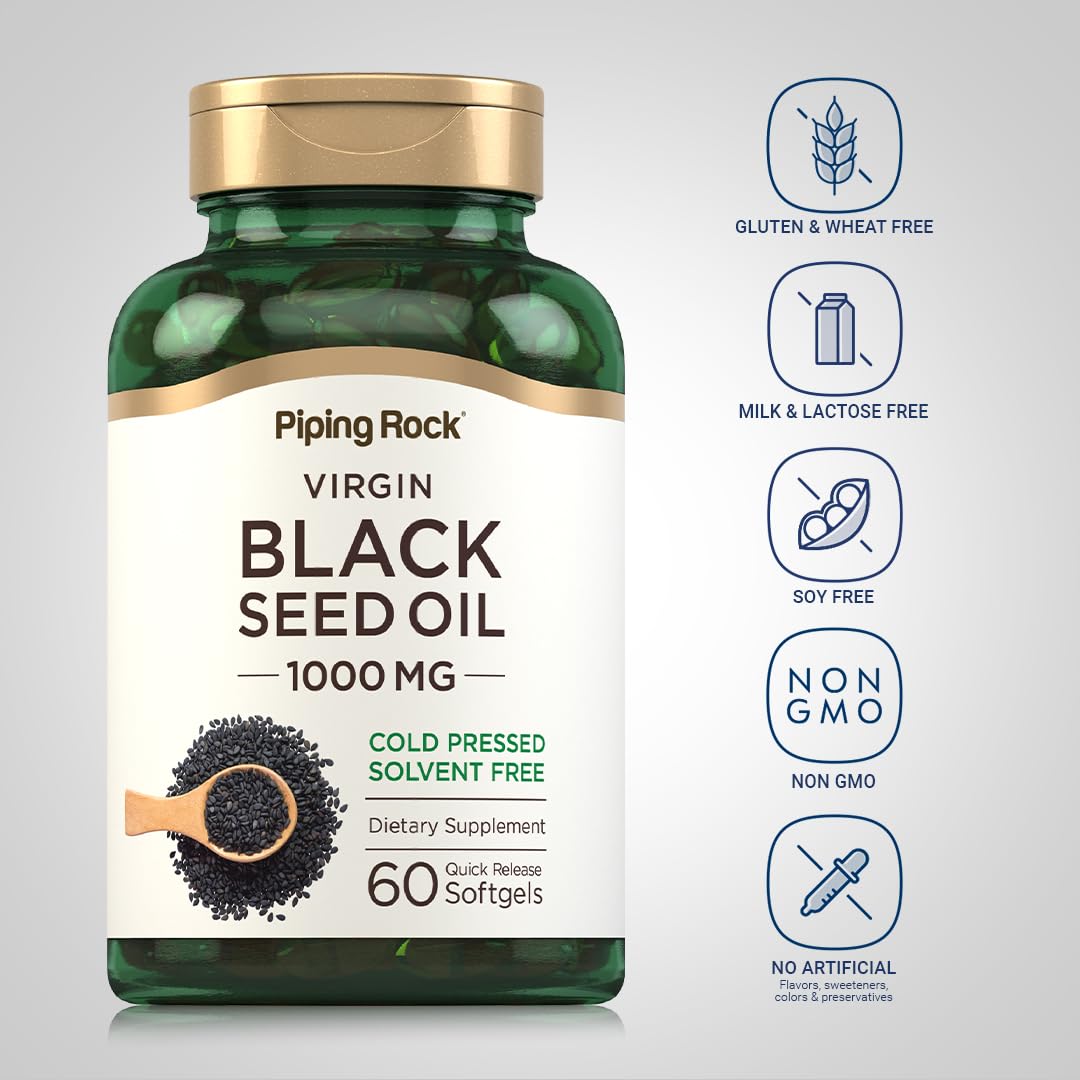 Piping Rock Black Seed Oil Softgel Capsules 60 Softgels
