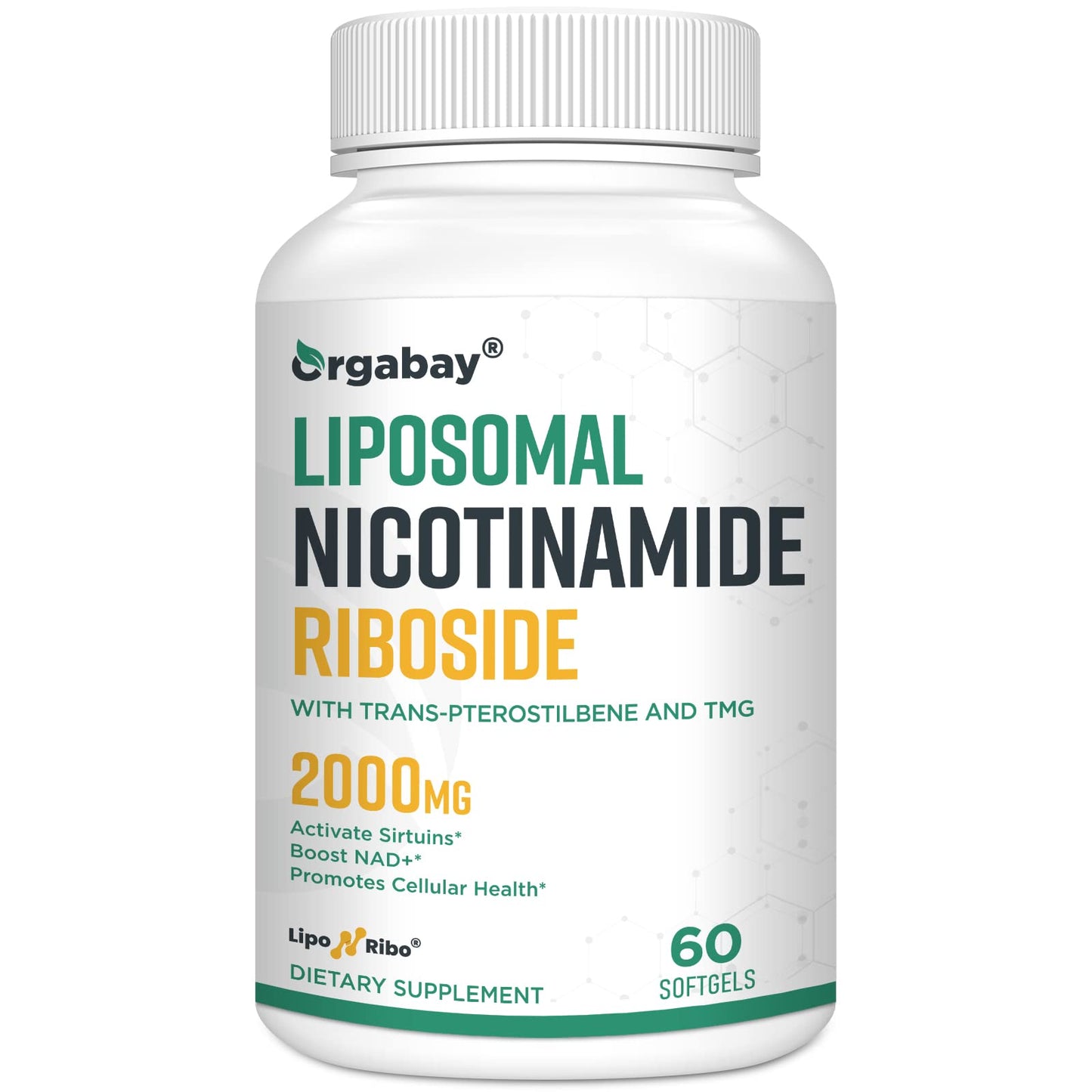 Orgabay Liposomal Nicotinamide Riboside 2000 mg with TMG and Pterostilbene Softgel, 60 Count