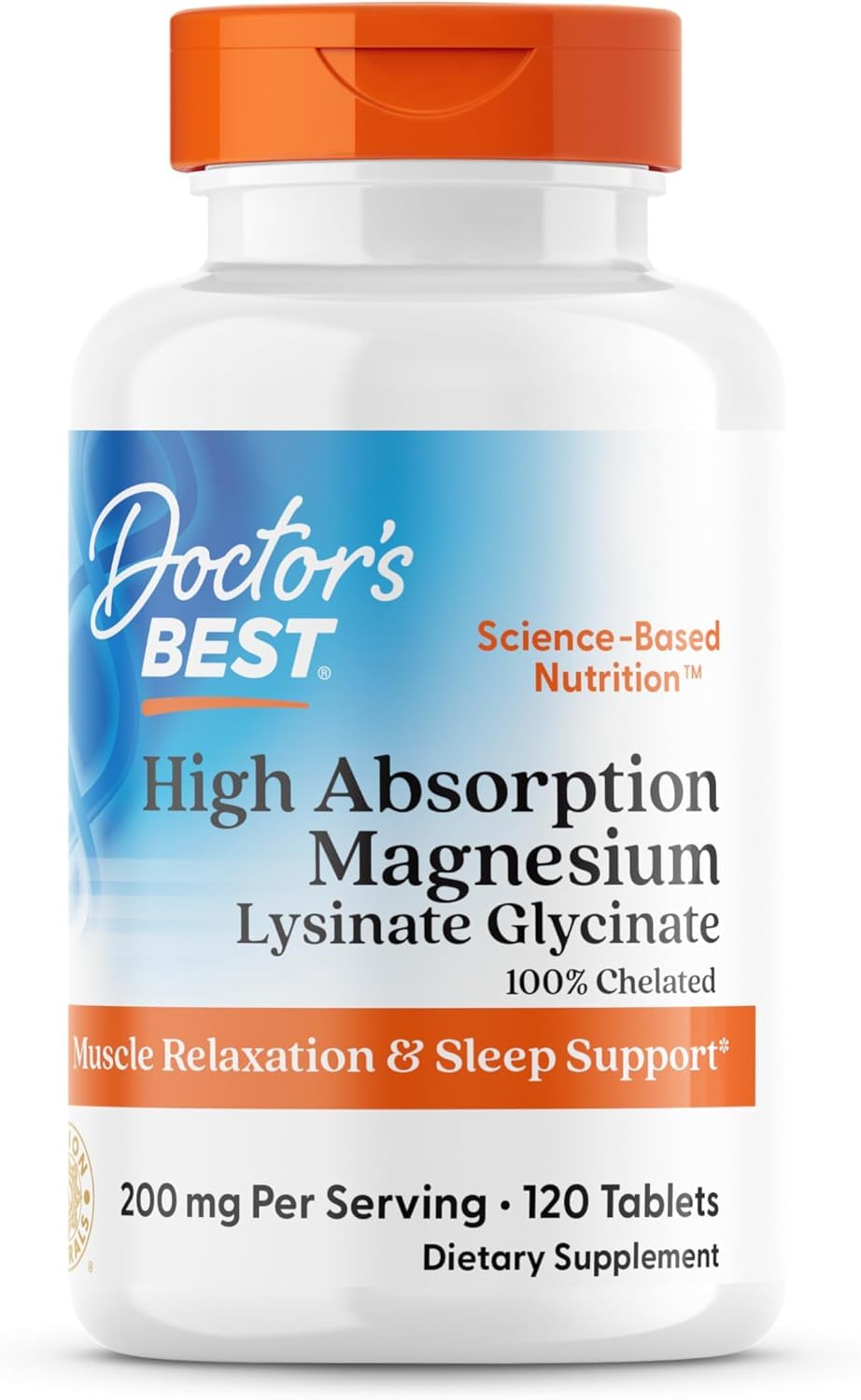 Doctor's Best High Absorption Magnesium Glycinate Lysinate Supplement Tablets 120