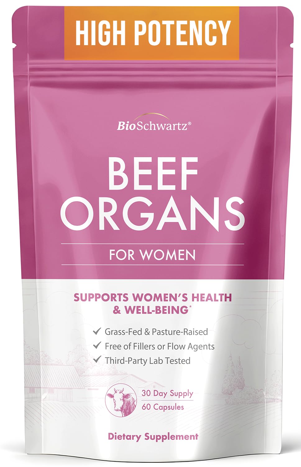 BioSchwartz Primal Beef Organ Supplement for Women Capsules, 60 Count