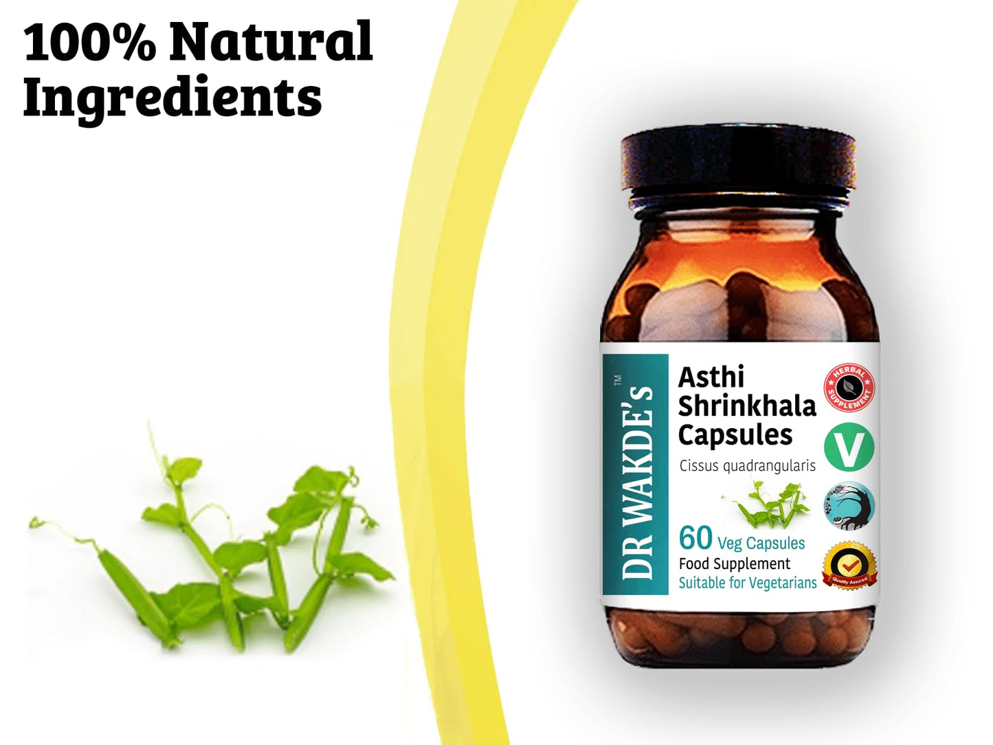 DR WAKDE's Asthi Shrinkhala Capsules (Cissus quadrangularis), 60 Veg Caps