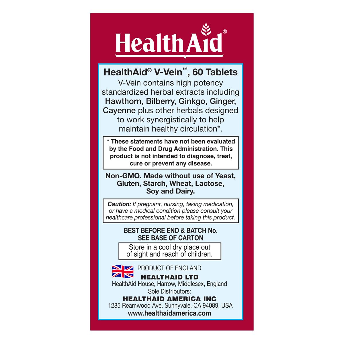 HealthAid V-Vein Capsules, 60 Count