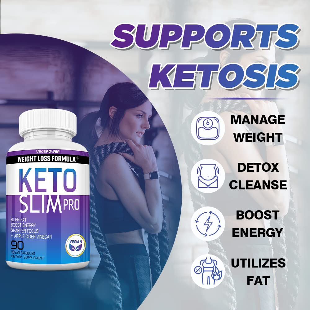 VEGEPOWER Keto Pills Apple Cider Vinegar Weight Loss Fat Burner Ketosis Diet Support Boost Energy Ketones Supplement 90 Capsules