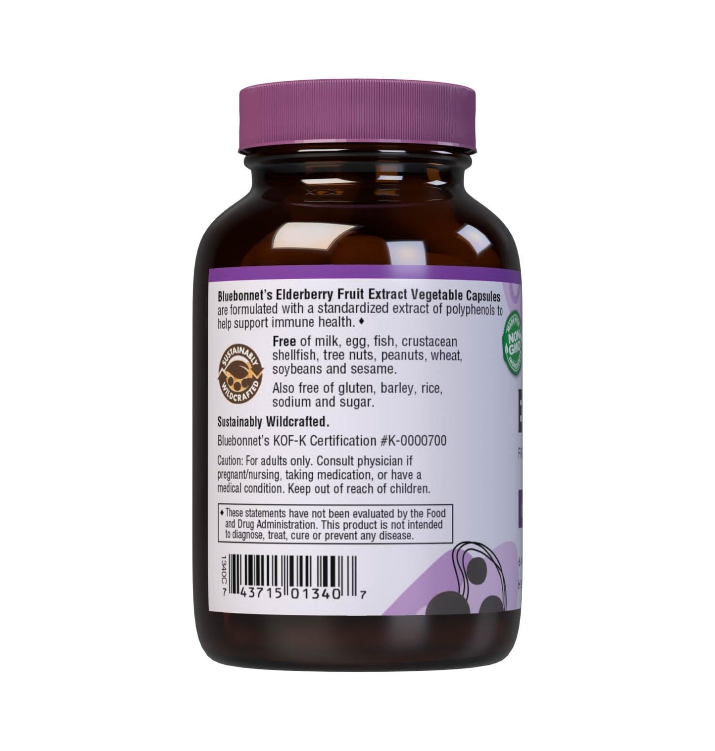 BlueBonnet Elderberry Fruit Extract Supplement Capsule 60